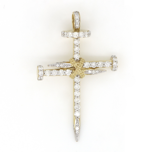 Yellow Gold, 1.392ct TDW Diamond, Crucifix Pendant