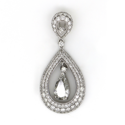 1.81ct Pear faceted White Gold and Diamond Decorative Pendant