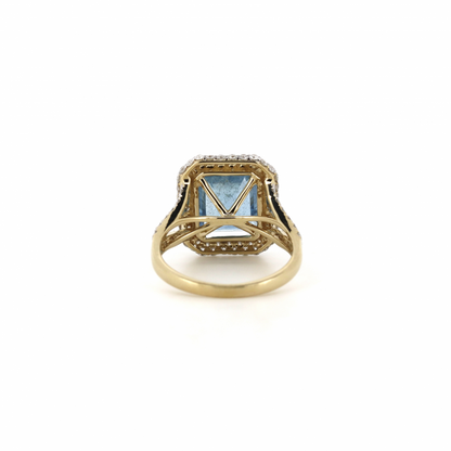 Aquamarine and Diamond Split Band Ring