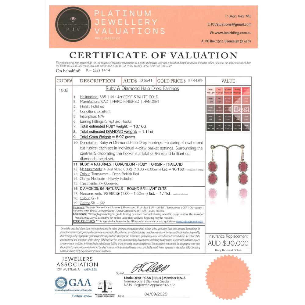 Rose Gold Ruby & Diamond Halo Drop Earrings