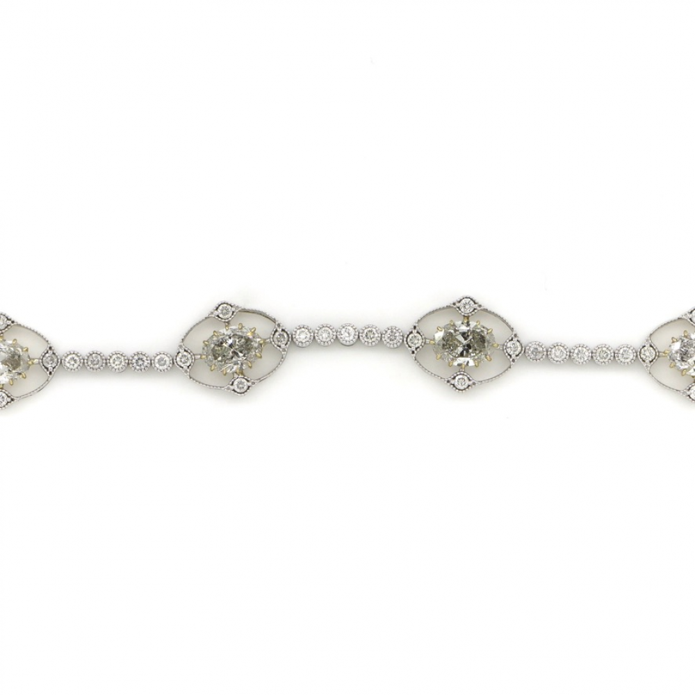 White/Yellow Gold and Diamond Line Bracelet