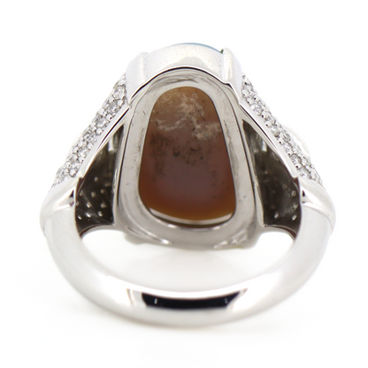 White Gold Lightning Ridge Opal and Diamond Cocktail Ring