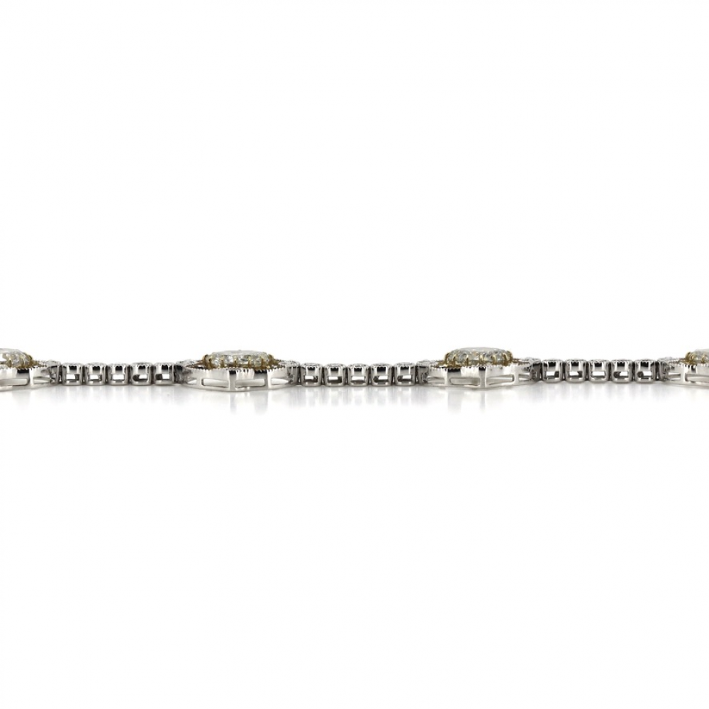 White/Yellow Gold and Diamond Line Bracelet