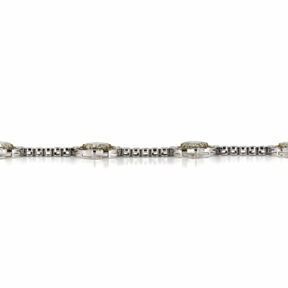 White/Yellow Gold and Diamond Line Bracelet