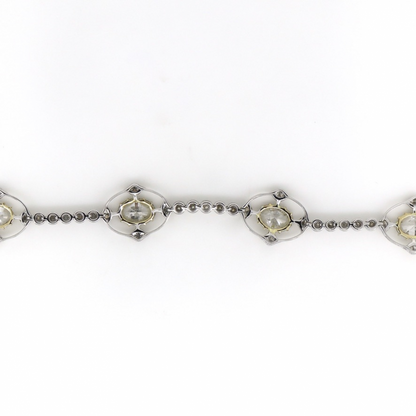 White/Yellow Gold and Diamond Line Bracelet