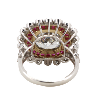 5.04ct Diamond and Ruby Art Deco-Inspired Ring