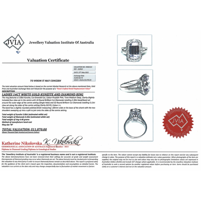 5.00ct White Gold Kunzite and Diamond Halo Split Band Ring