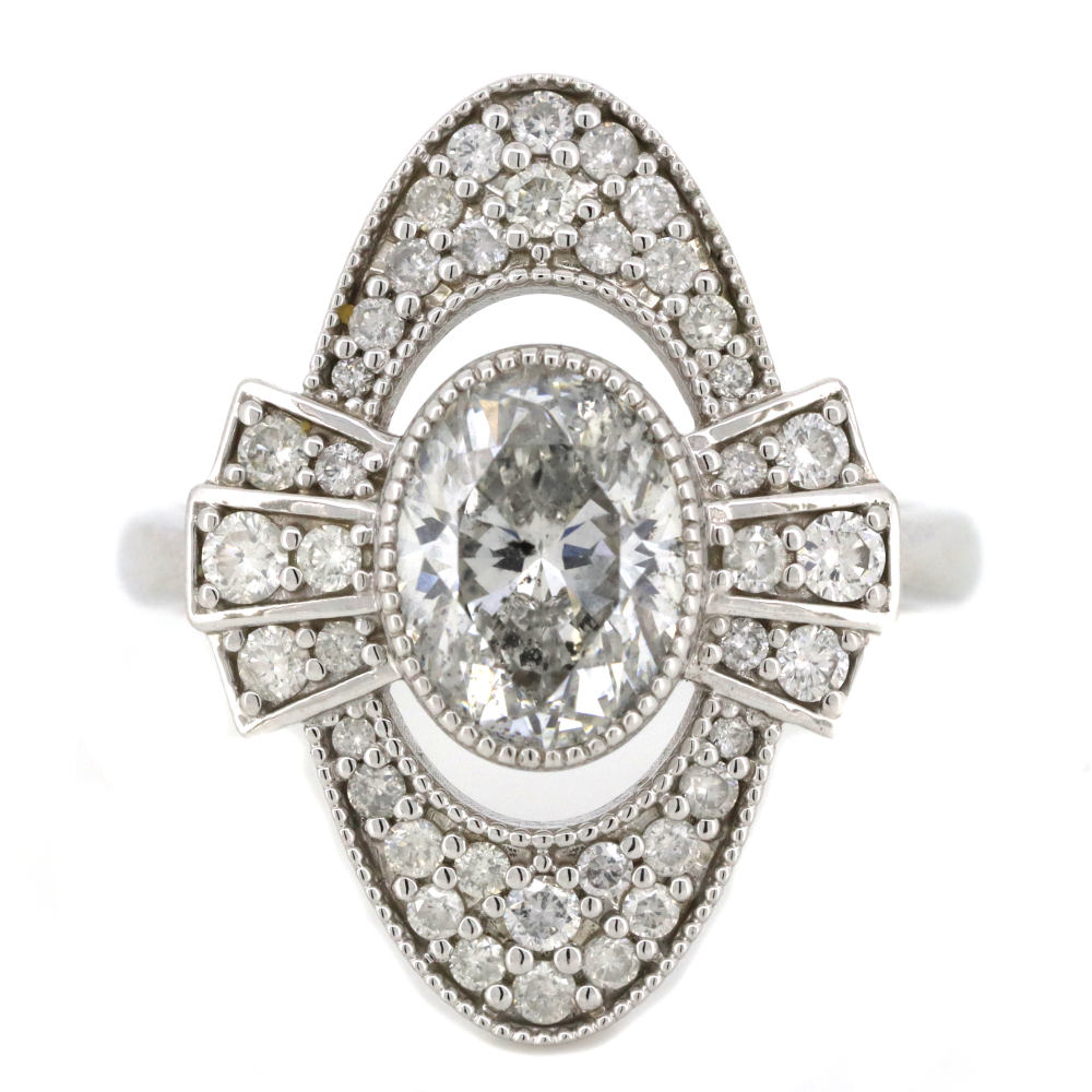 White Gold Diamond Art Deco Inspired Ring
