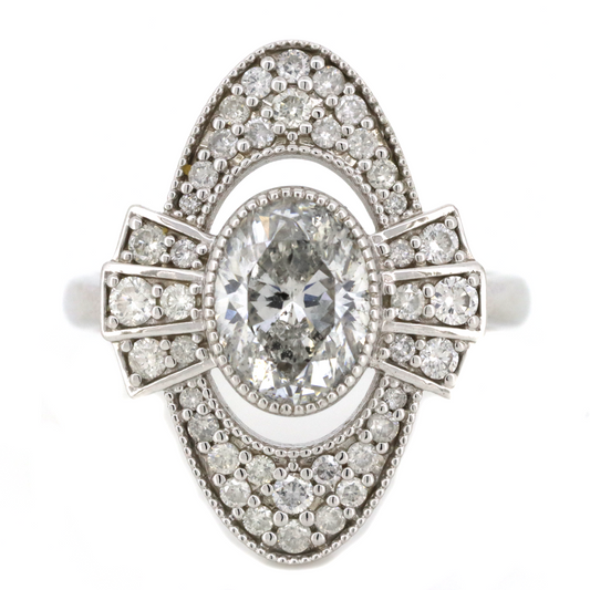 White Gold Diamond Art Deco Inspired Ring