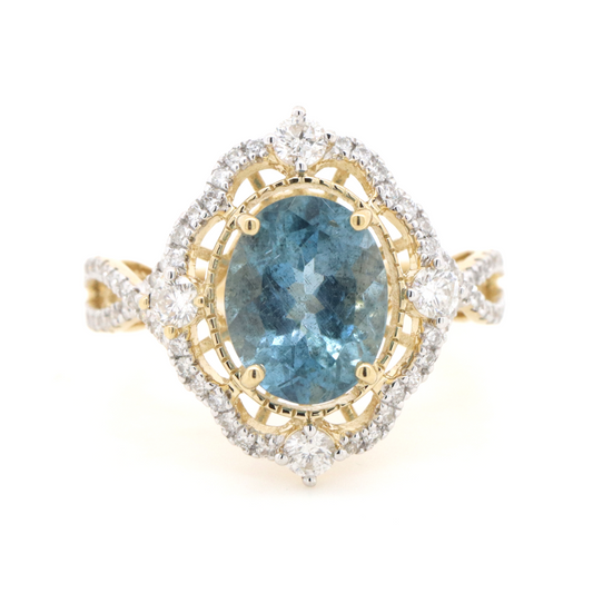 2.34ct Aquamarine and Diamond Art Deco Style Ring