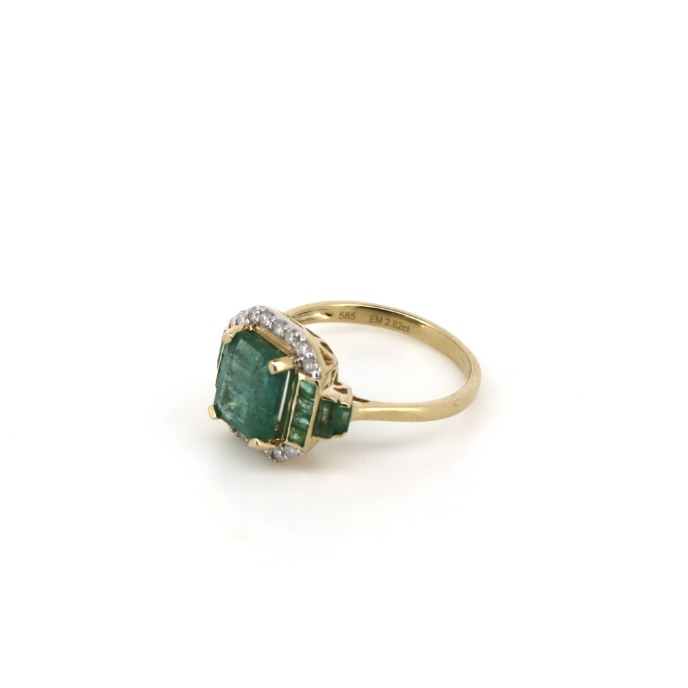 Emerald and Diamond Art Deco Style Ring