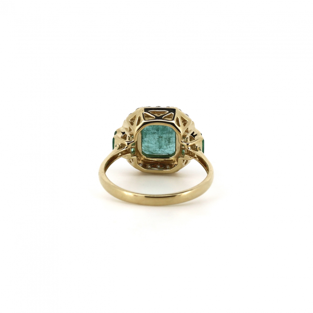 Emerald and Diamond Art Deco Style Ring