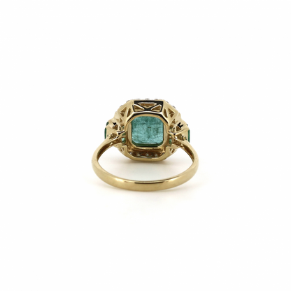 Emerald and Diamond Art Deco Style Ring