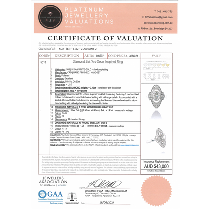 White Gold Diamond Art Deco Inspired Ring