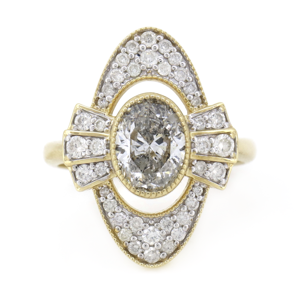 Yellow Gold Diamond Art Deco Inspired Ring