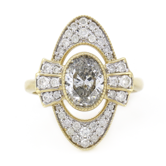 Yellow Gold Diamond Art Deco Inspired Ring