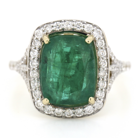 Yellow Gold, 6.17ct Emerald and Diamond, Statement Ring