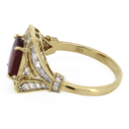 1.78ct Yellow Gold Ruby and Diamond Art Deco Inspired Ring