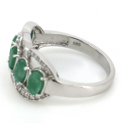 Gold Emerald & Diamond Eternity Ring