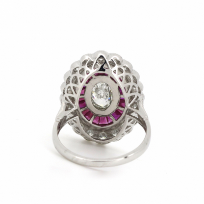 Ruby and Diamond Art Deco Inspired Ring