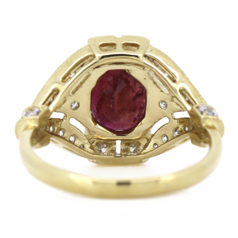 1.78ct Yellow Gold Ruby and Diamond Art Deco Inspired Ring