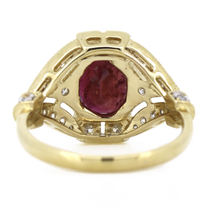 1.78ct Yellow Gold Ruby and Diamond Art Deco Inspired Ring