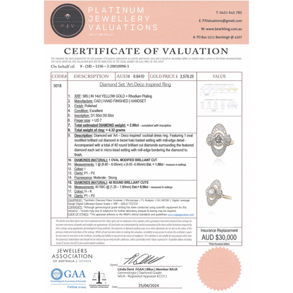 Yellow Gold Diamond Art Deco Inspired Ring