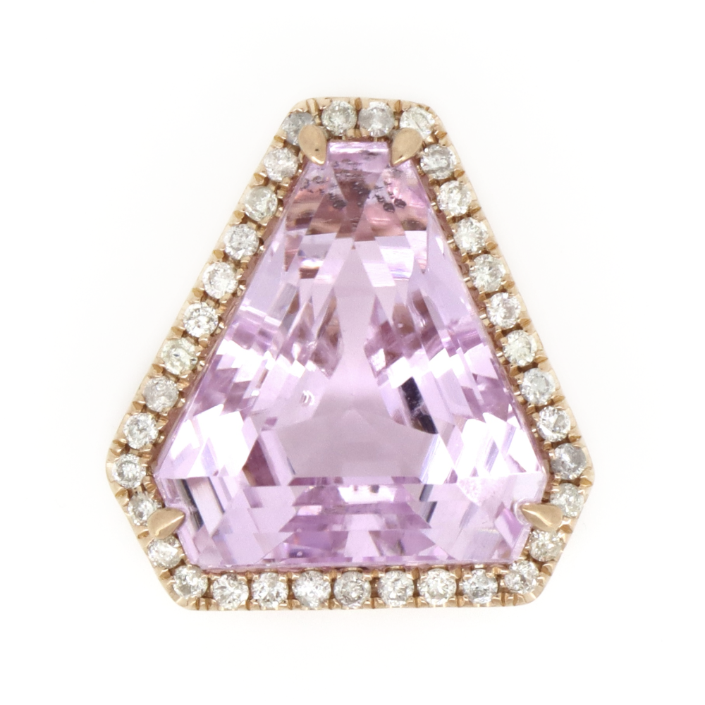 Rose Gold Kunzite & Diamond Statement Pendant