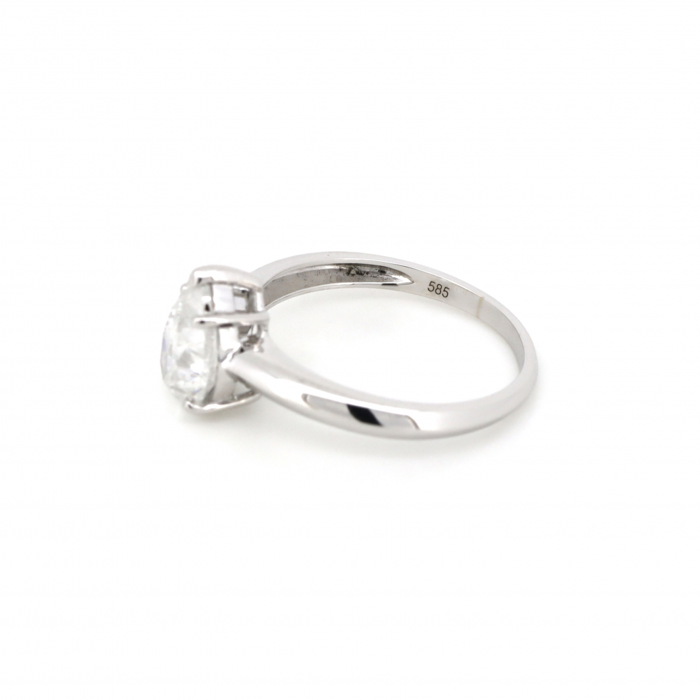 1.50ct Pear Cut White Gold and Diamond Solitaire Ring