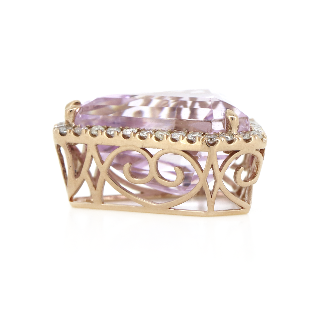 Rose Gold Kunzite & Diamond Statement Pendant