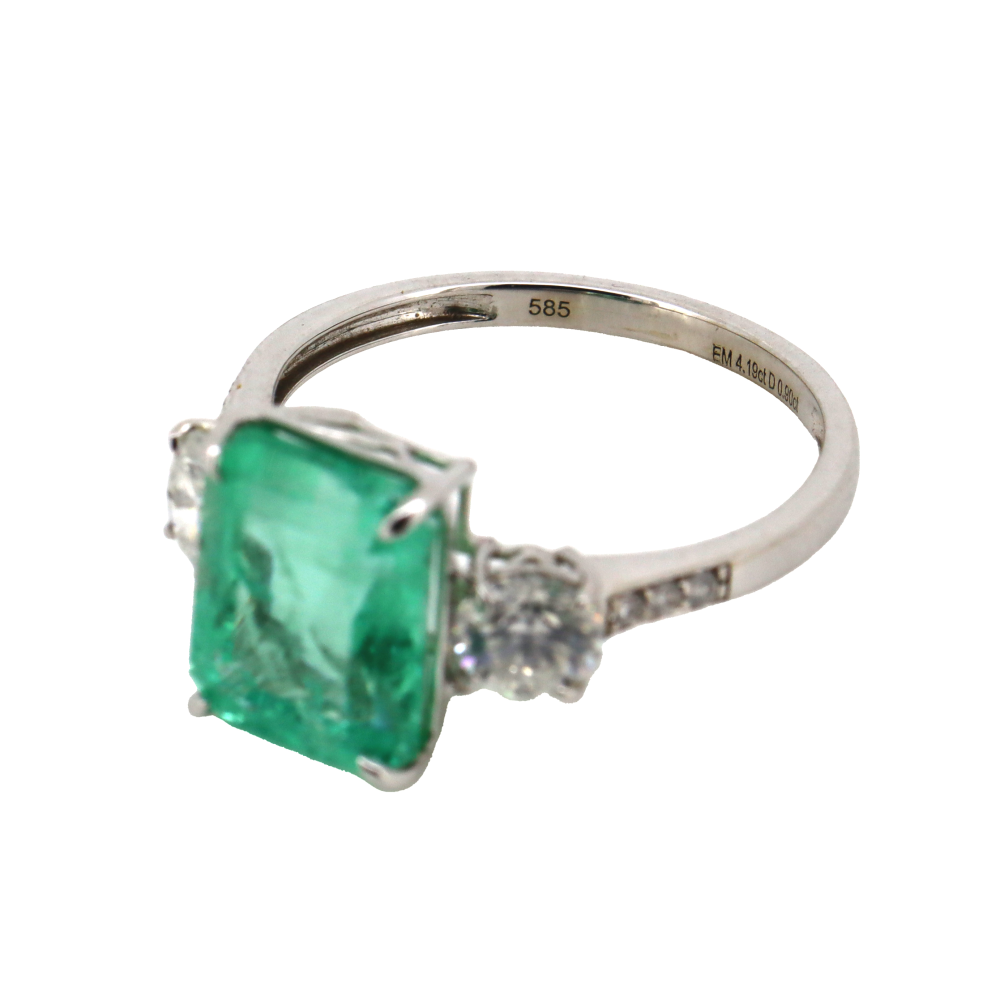 4.19ct Colombian Emerald and Diamond Classic Ring