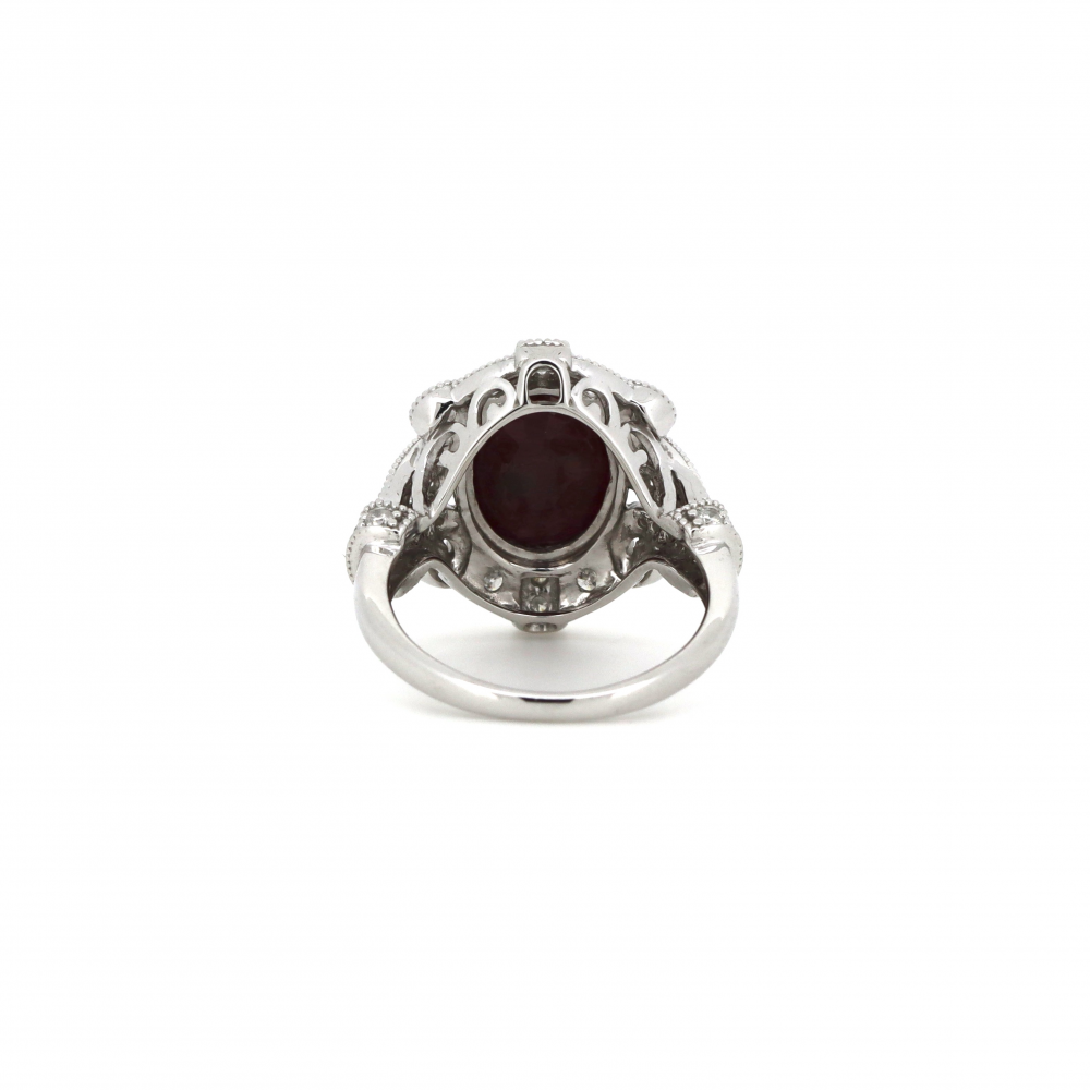 3.56ct Oval Ruby and Diamond Vintage-Inspired Ring