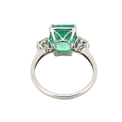 4.19ct Colombian Emerald and Diamond Classic Ring