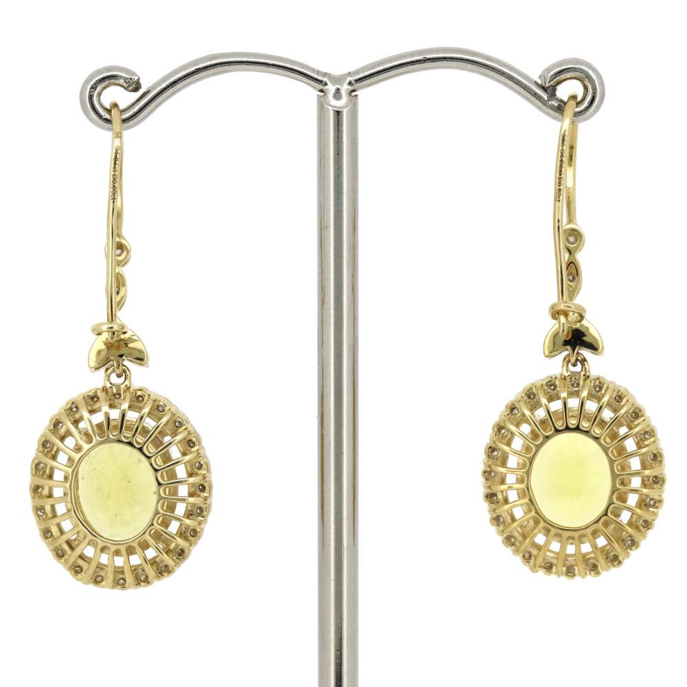 Yellow Gold Heliodor and Diamond Vintage Inspired Drop Earrings