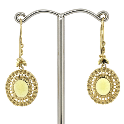 Yellow Gold Heliodor and Diamond Vintage Inspired Drop Earrings
