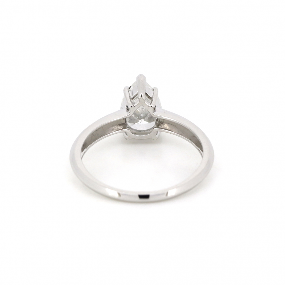 1.50ct Pear Cut White Gold and Diamond Solitaire Ring