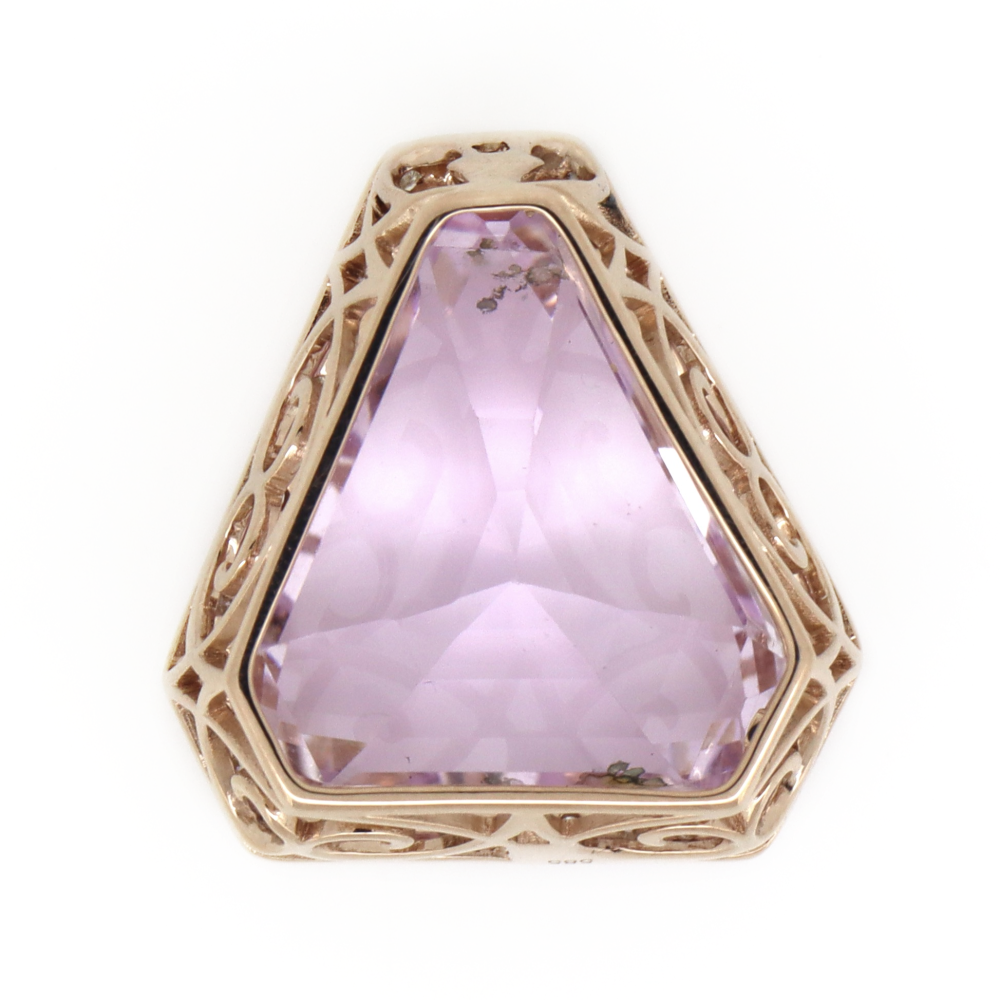 Rose Gold Kunzite & Diamond Statement Pendant