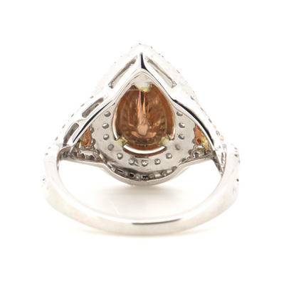 1.51ct Pear cut White/Rose Gold and Diamond Double Halo Twist Band Ring