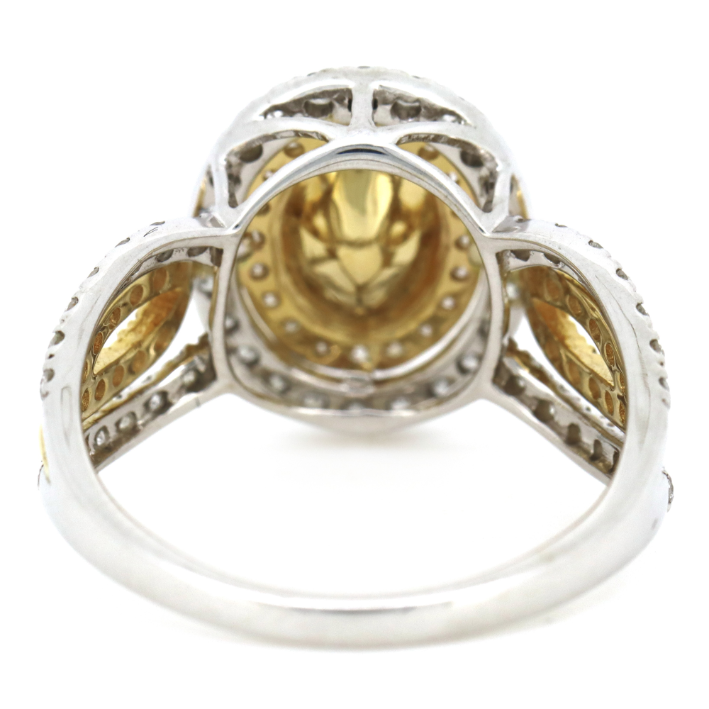 0.96ct White/Yellow Gold Pink Sapphire and Diamond Double Halo Ring