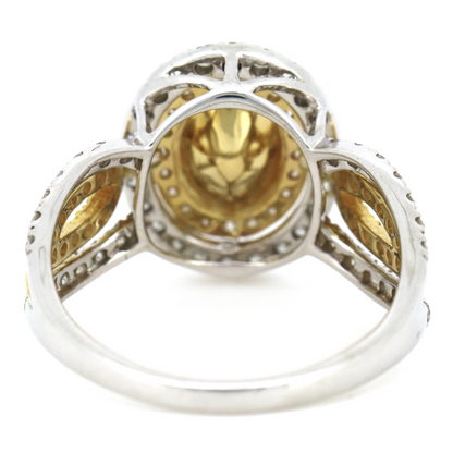 0.96ct White/Yellow Gold Pink Sapphire and Diamond Double Halo Ring