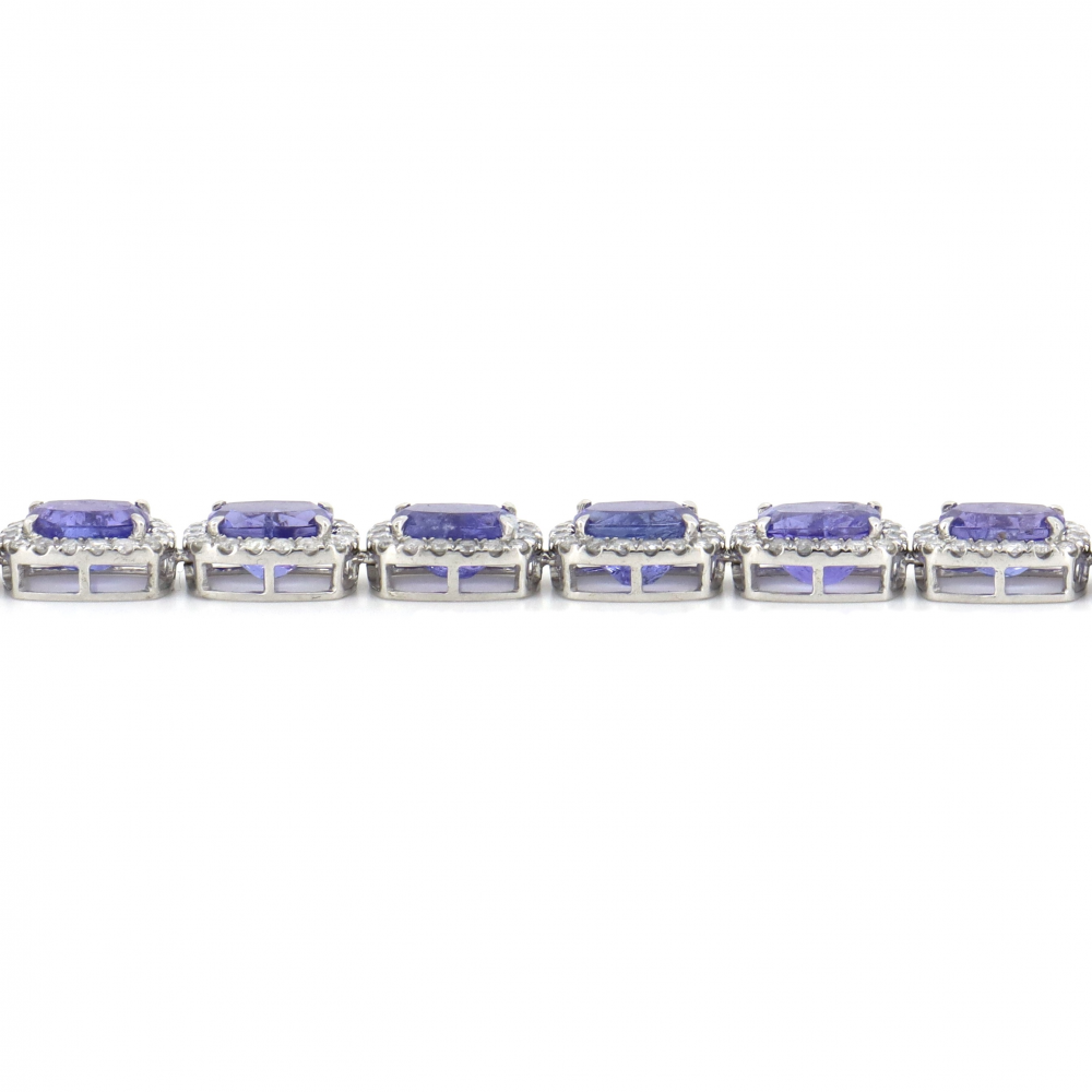 Tanzanite and Diamond Halo Necklace