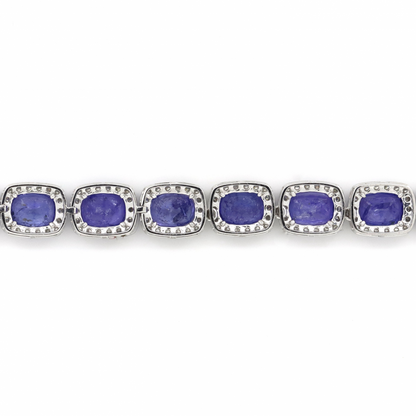 Tanzanite and Diamond Halo Necklace