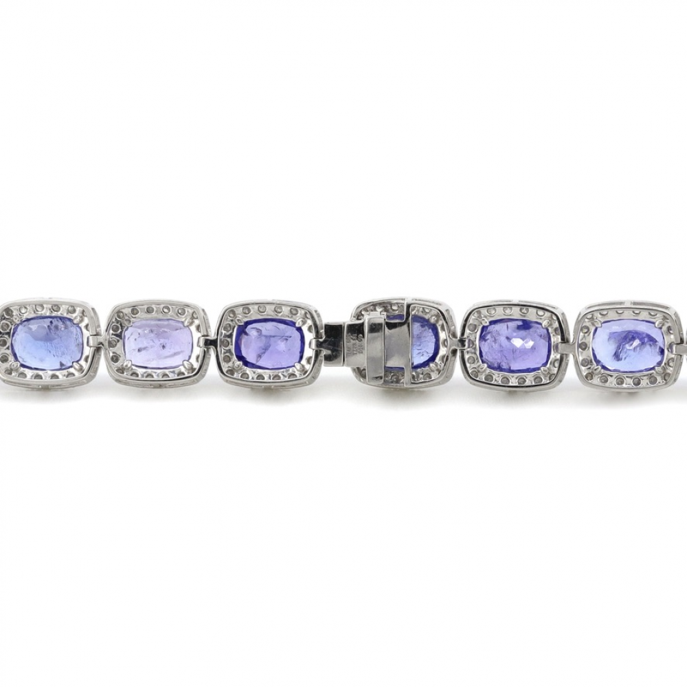 Tanzanite and Diamond Halo Necklace