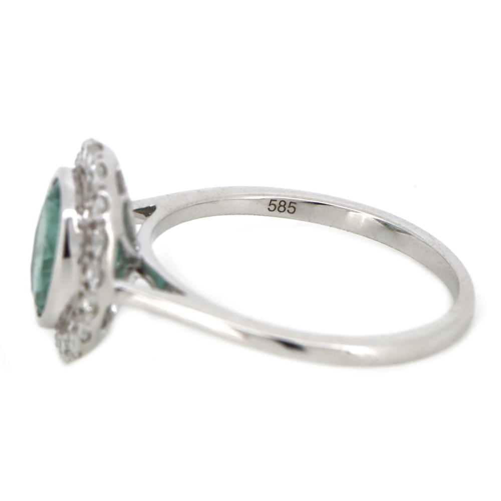 2.38ct White Gold Emerald and Diamond Halo Ring