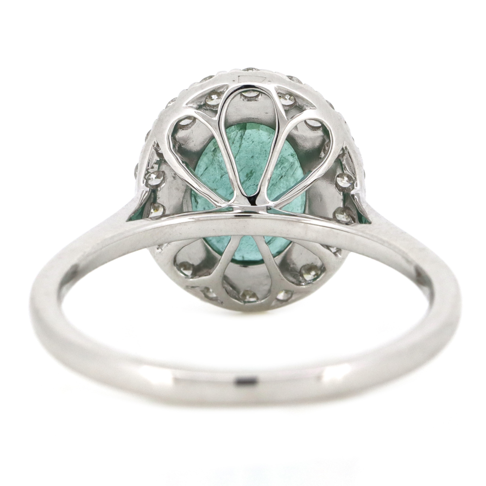 2.38ct White Gold Emerald and Diamond Halo Ring