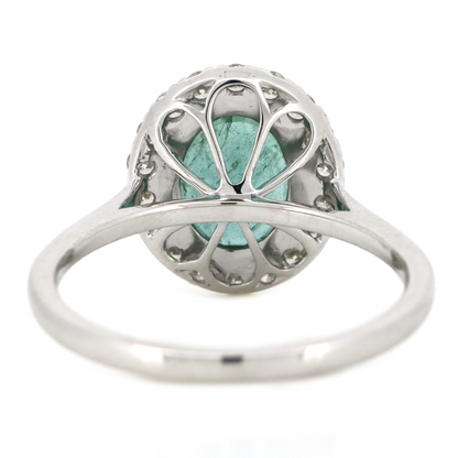 2.38ct White Gold Emerald and Diamond Halo Ring
