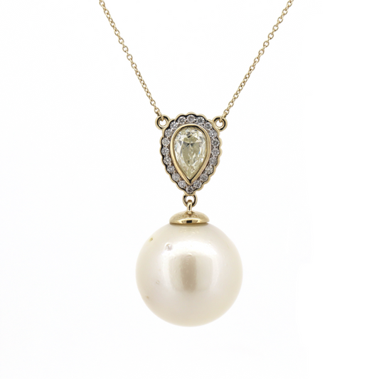 South Sea Pearl & Diamond Pendant Necklace