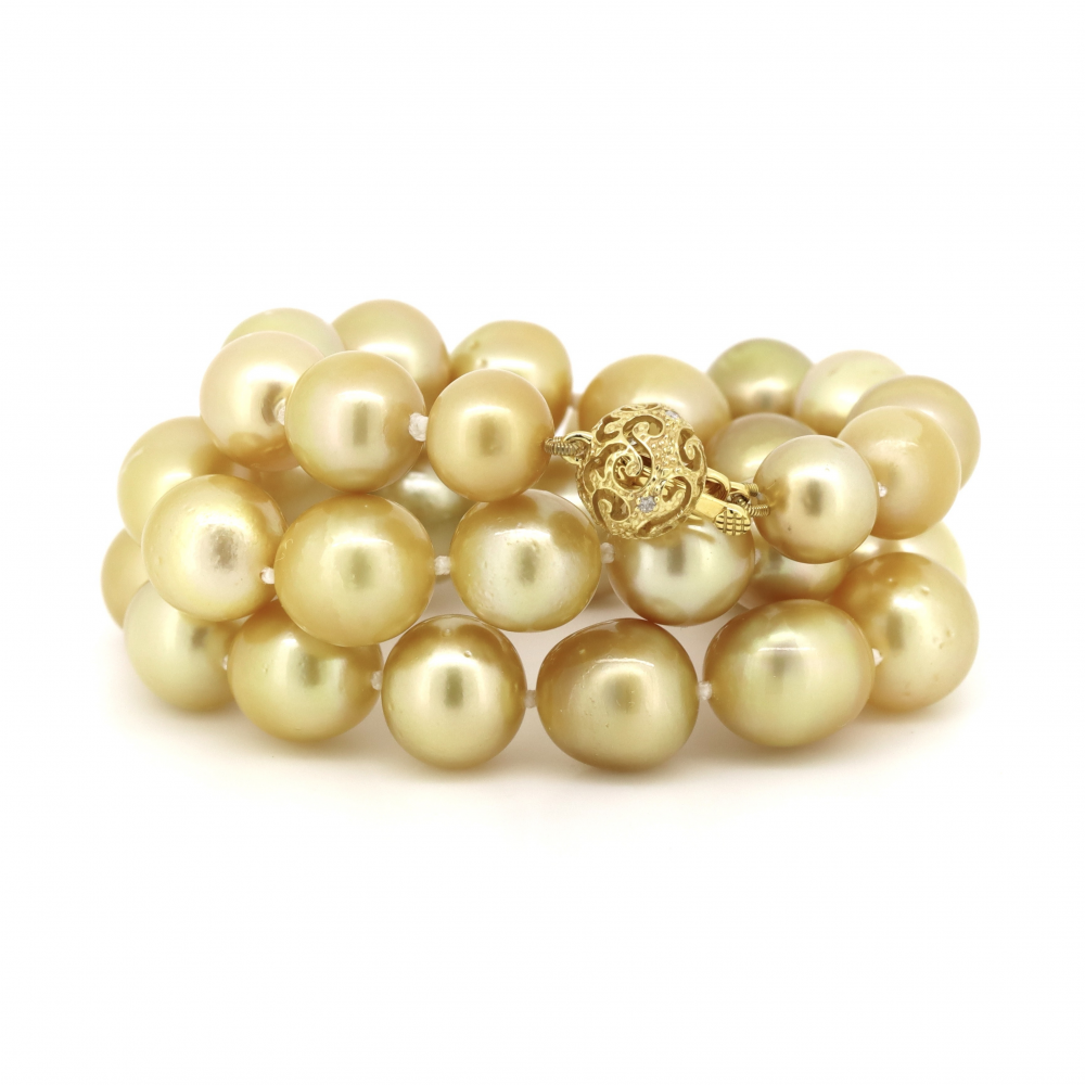 Golden South Sea Pearl and Diamond Strand Necklace