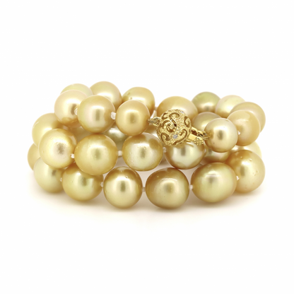 Golden South Sea Pearl and Diamond Strand Necklace