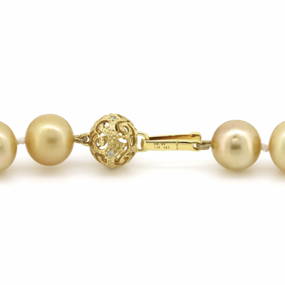 Golden South Sea Pearl and Diamond Strand Necklace